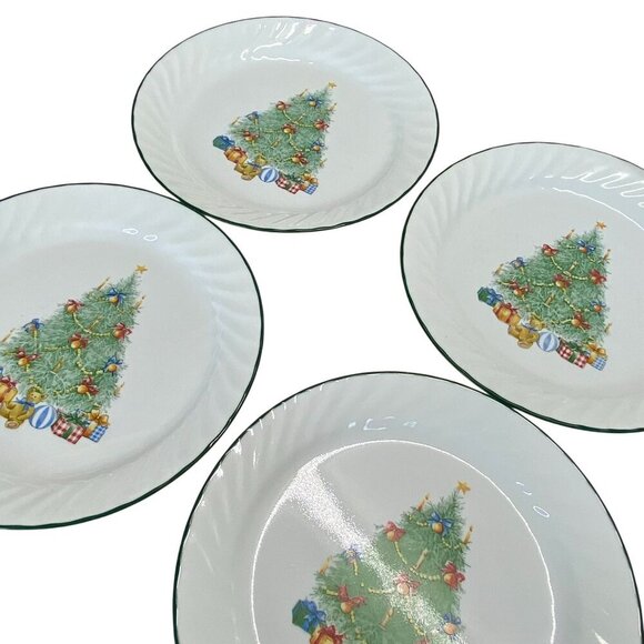 Corelle Corning Christmas Tree 10" Plates Set Holiday Dinnerware Vintage - Picture 4 of 6